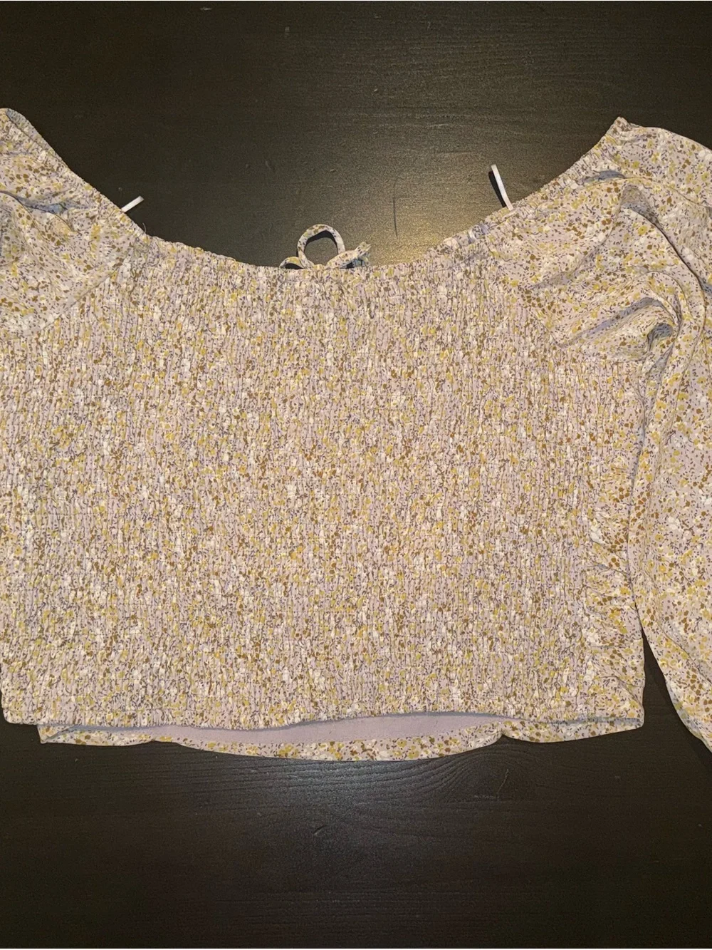 ASTR Lavender and Yellow Floral Bardot Crop Top